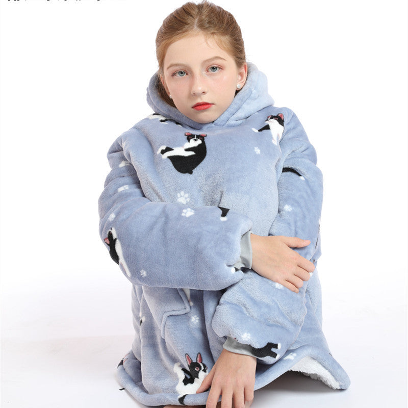 Lazy Sleeping Blanket Love Children's Cold-proof Warm Clothes Hooded - Minihomy