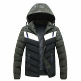 Men's Cotton-padded  With Hood And Color Matching Winter Warm Jacket - Minihomy