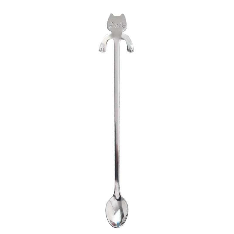 Cross-border 304 Stainless Steel Spoon Cartoon Cat Handle Hanging Coffee Spoon - Minihomy