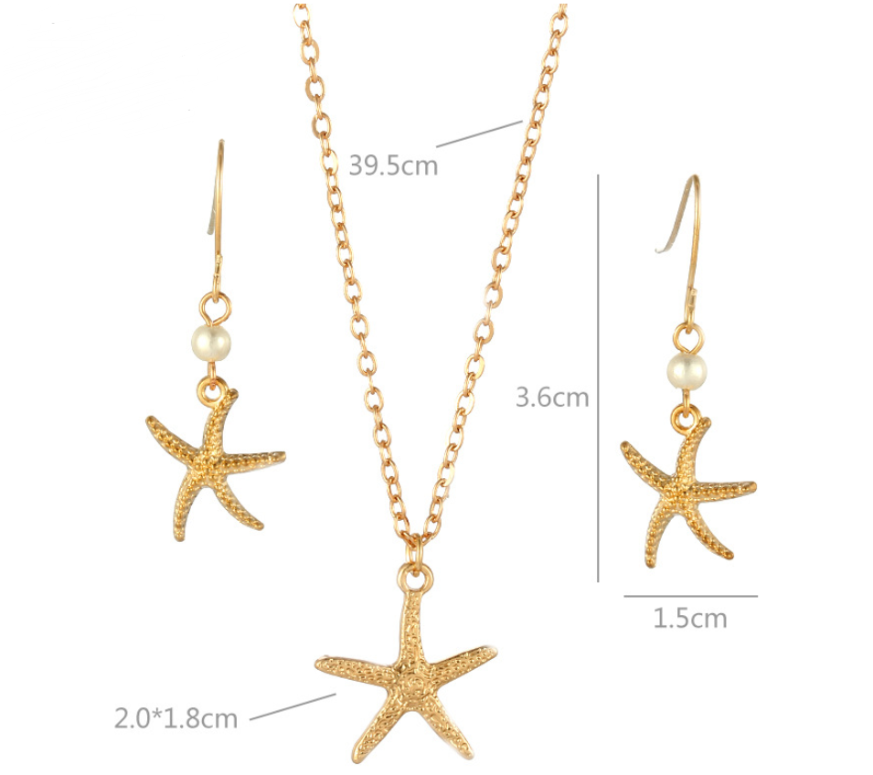 Natural pearl shell starfish set chain - Minihomy