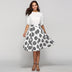 Large Polka Dot Round Slim Fit Mid-Length Skirt With Large Hem - Minihomy