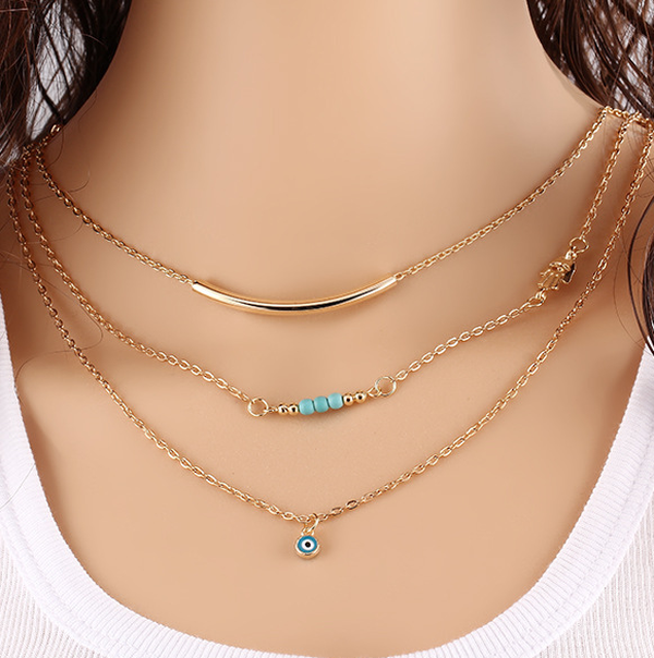 Double-layer Triangle Necklace Multi-layer Clavicle Chain - Minihomy