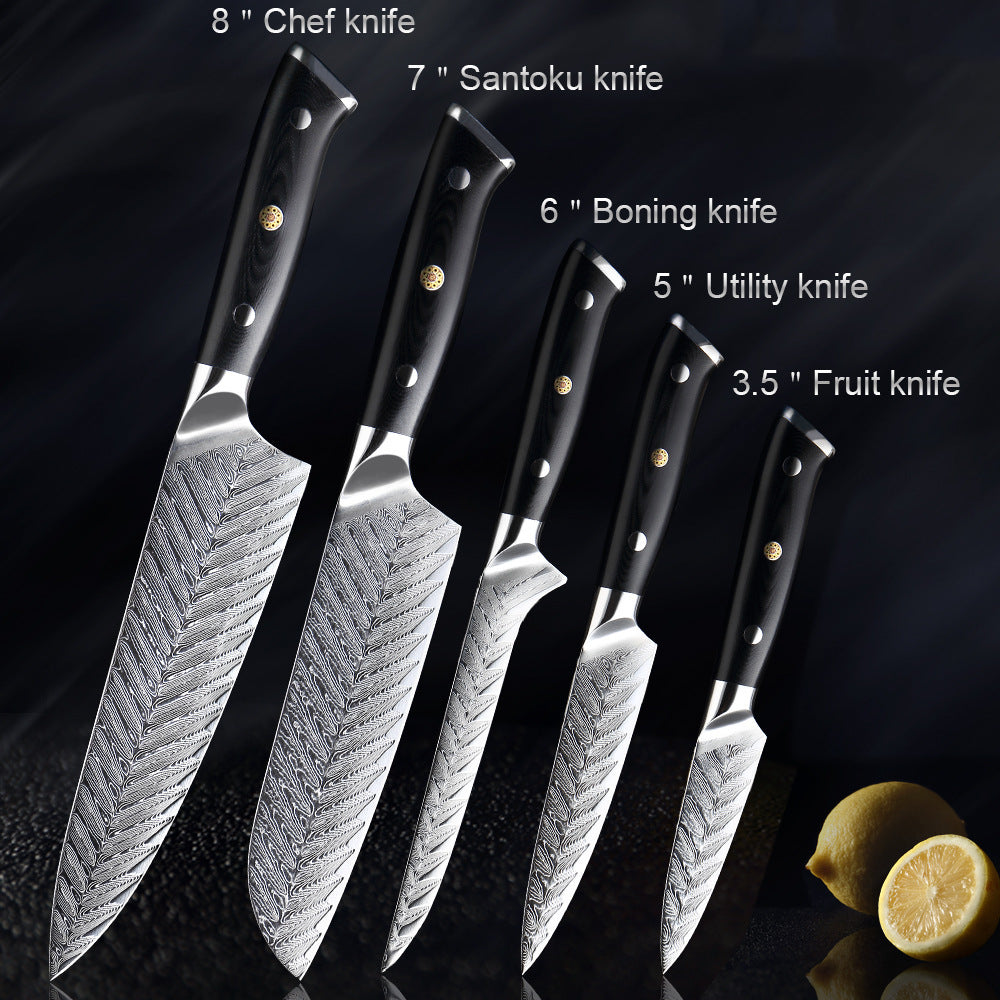 Fishbone Damascus Chef's Knife for Deboning - Minihomy