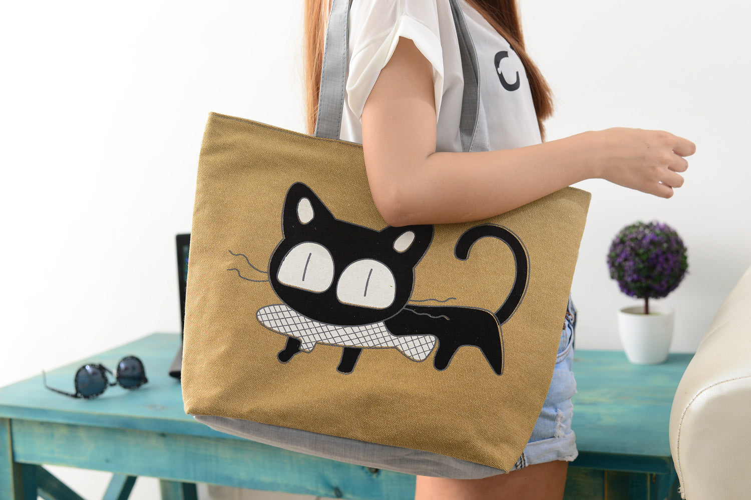 Cat Canvas Shoulder Bag