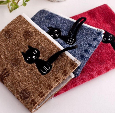 Tail Hook Cotton Cat Face Towel 25x50cm