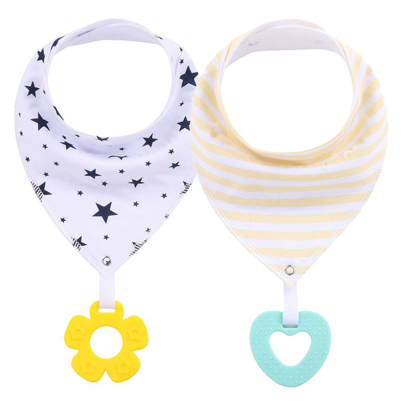 Baby Teether Triangle Baby Bandana Drool Bibs and Teeth Toys