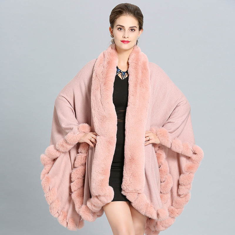 Winter Thick Shawl Imitation Fur Long Collar