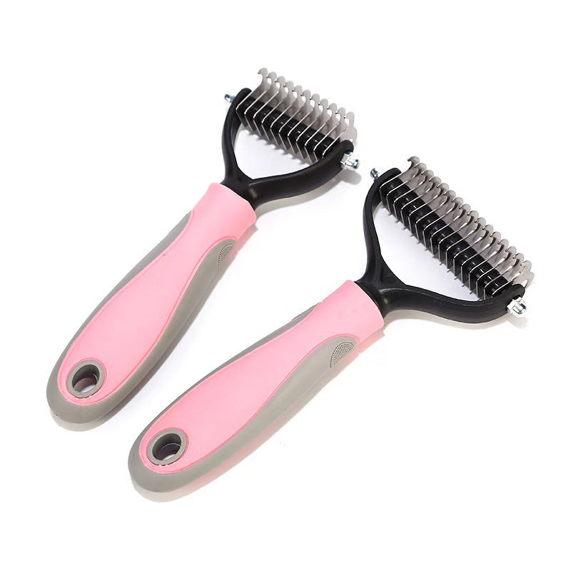 Stainless Double-sided Pet Brush Hair Removal Comb Grooming Dematting - Minihomy