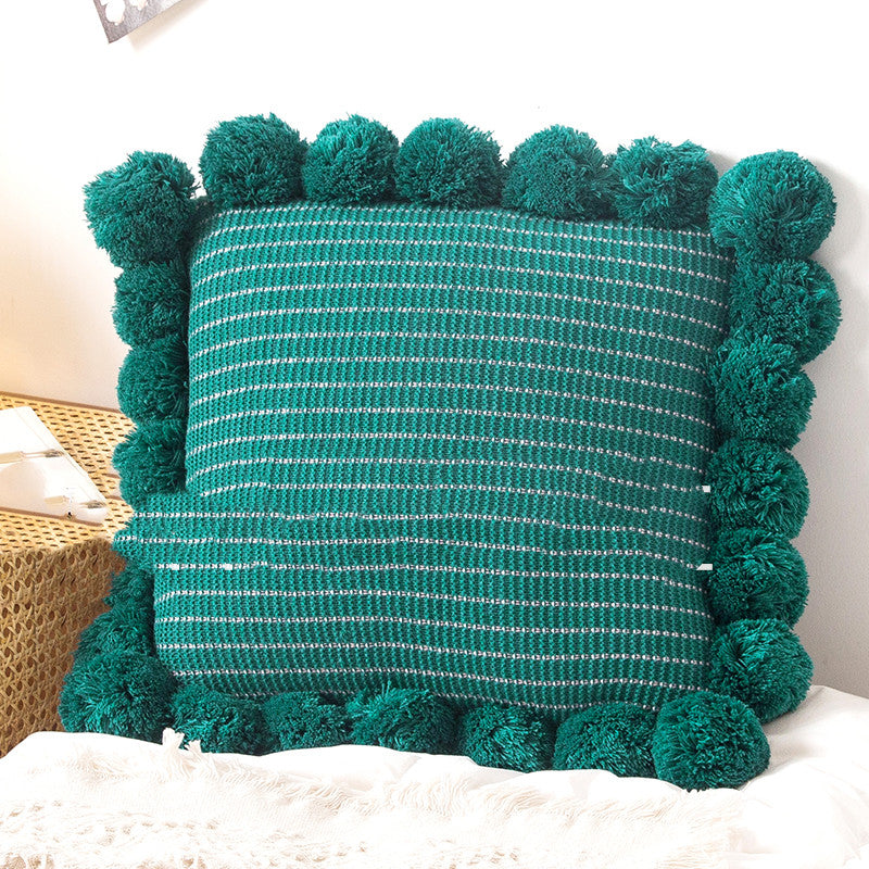 Throw Pillow Bed Sofa Cushion Waist Knitted Pillowcase