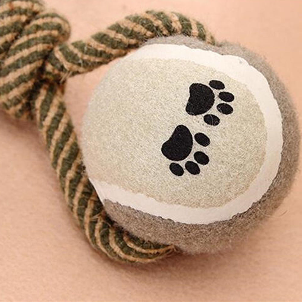 Pet Dumbbell Rope Tennis Ball Chew Toys Teeth Cleaning - Minihomy