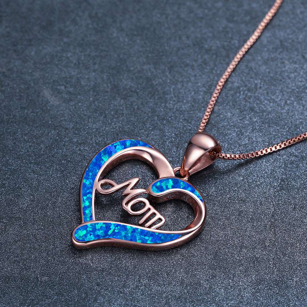 Love-shaped MOM Letter Pendant Necklace Mother's Day Gift Jewelry - Minihomy