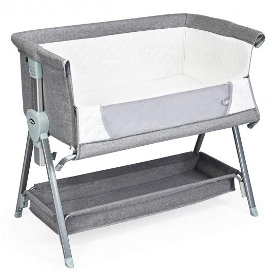 Adjustable Baby Bedside Crib with Large Storage-Gray - Minihomy