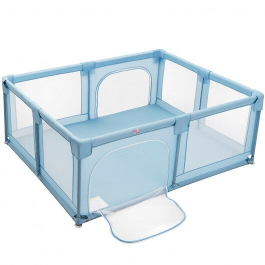 Baby Playpen Extra Large Kids Activity Center Safety Play-Blue - Color: Blue - Minihomy