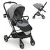 High Landscape Foldable Baby Stroller with Reversible Reclining Seat-Gray - Minihomy