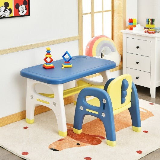 Kids Activity Table and Chair Set with Montessori Toys for Preschool and Kindergarten-Blue - Color: Blue