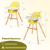 3-in-1 Convertible Wooden High Chair with Cushion-Yellow - Color: Yellow - Minihomy