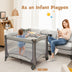 5-in-1 Portable Baby Playard with Cradle and Storage Basket-Gray - Color: Gray - Minihomy