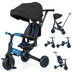 Kids Tricycle with Adjustable Push Handle Canopy and 3-Point Safety Belt-Blue - Color: Blue - Minihomy