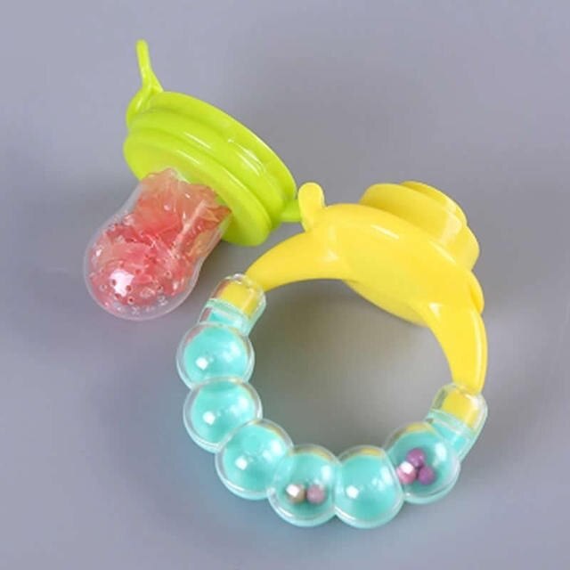 Silicone food supplement baby fruit and vegetable music rattle