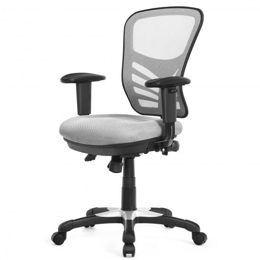 Ergonomic Mesh Office Chair with Adjustable Back Height and Armrests-Gray - Color: Gray - Minihomy