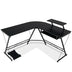 L Shaped Computer Desk Home Office Workstation with Movable Monitor Stand-Black - Color: Black - Minihomy