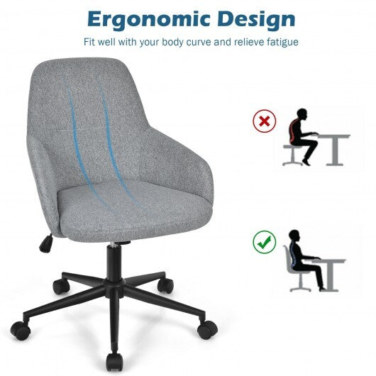 Fabric Home Office Chair with Rocking Backres-Gray - Color: Gray - Minihomy