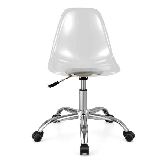 Swivel Acrylic Armless Adjustable Height Office Chair - Color: Transparent