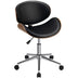 Adjustable Leather Office Chair Swivel Bentwood Desk Chair with Curved Seat-Black - Color: Black - Minihomy