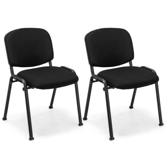 Office Chair with Metal Frame and Padded Cushions for Conference Room-Set of 2 - Color: Black - Minihomy