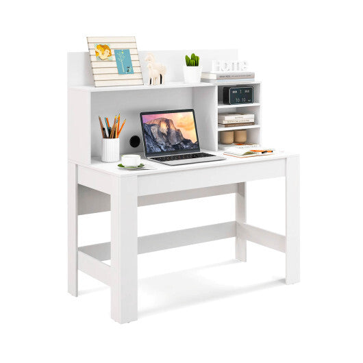 48 Inch Writing Computer Desk with Anti-Tipping Kits and Cable Management Hole-White - Color: White - Minihomy