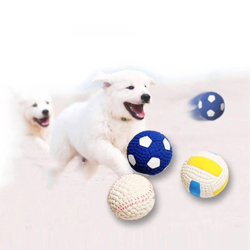 Dog toy bite-proof teeth molar latex toy ball pet interactive sound training ball pet supplies - Minihomy