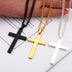 Korean Christian single smooth titanium Cross Necklace Pendant with chain stainless steel men's jewelry - Minihomy