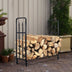 4 Feet Outdoor Heavy Duty Steel Firewood Wood Storage Rack - Color: Black - Minihomy