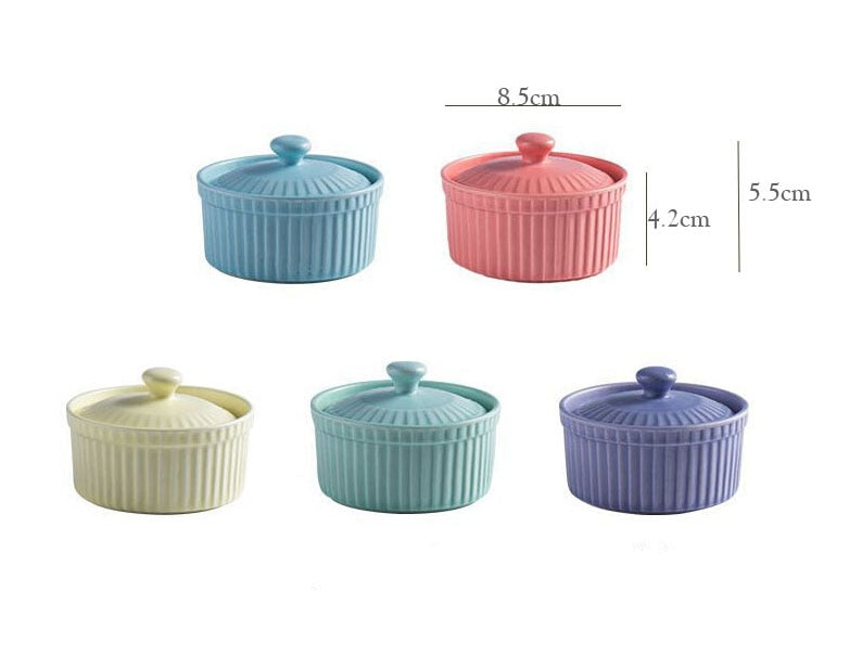 Nordic style ceramic baking bowl with lid - Minihomy