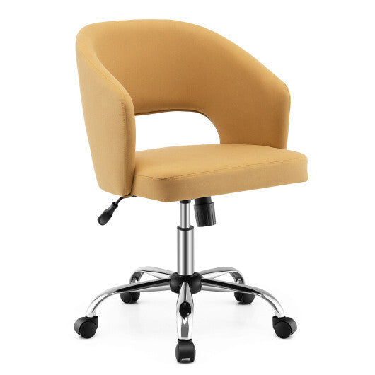 Upholstered Swivel Office Chair with Hollow Out Back - Color: Yellow