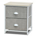 Metal Frame Nightstand Side Table Storage with 2 Drawers-Gray - Minihomy