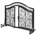 Fireplace Screen with Hinged Magnetic Two-doors Flat Guard - Minihomy