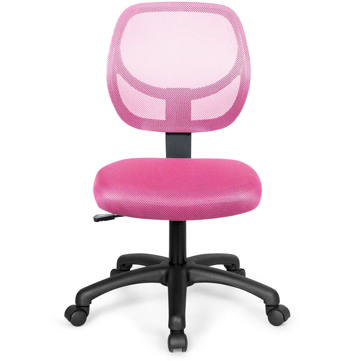 Low-back Computer Task Chair with Adjustable Height and Swivel Casters-Pink - Color: Pink - Minihomy