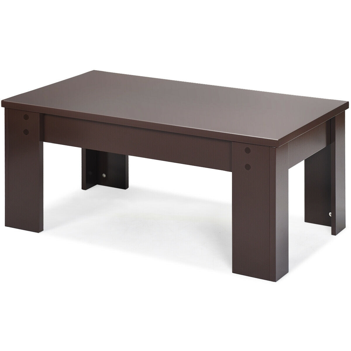 Lift Top Coffee Pop-UP Cocktail Table-Brown - Color: Brown - Minihomy