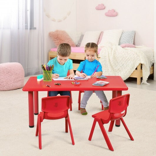 Kids Plastic Rectangular Learn and Play Table-Red - Minihomy