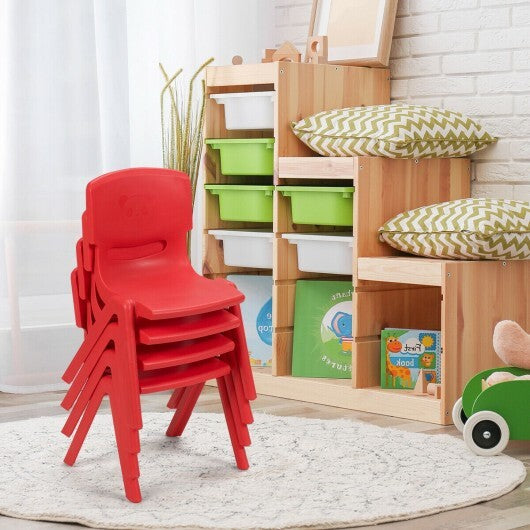 4-pack Kids Plastic Stackable Classroom Chairs-Red - Color: Red - Minihomy