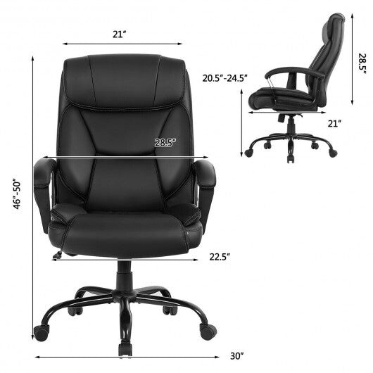 Massage Executive Office Chair with 6 Vibrating Points-Black - Minihomy