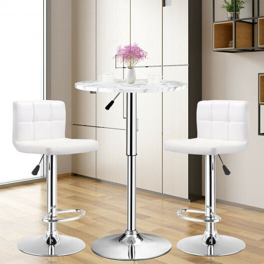 360? Swivel Cocktail Pub Table with Sliver Leg and Base-White