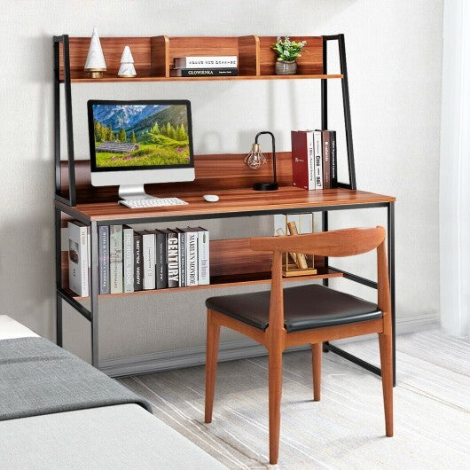 47-Inch Computer Desk Writing Study Table Workstation-Coffee - Color: Brown - Minihomy