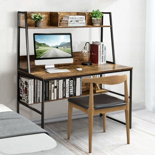 47-Inch Computer Desk Writing Study Table Workstation-Rustic Brown - Color: Rustic Brown - Minihomy