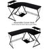 L-Shaped Desk Reversible Corner Computer Desk with Movable Shelf and CPU Stand-Black - Minihomy