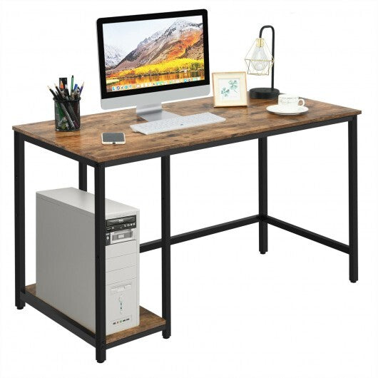 47"/55" Computer Desk Office Study Table Workstation Home with Adjustable Shelf Coffee-M - Color: Walnut - Size: M - Minihomy