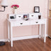 Home Office Writing Desk with 4 Drawer Computer Study Table - Color: White - Minihomy