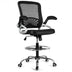 Adjustable Height Flip-Up Mesh Drafting Chair with Lumbar Support - Color: Black - Minihomy