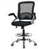 Adjustable Height Flip-Up Mesh Drafting Chair with Lumbar Support - Color: Black - Minihomy